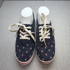 Vans Era Strawberry Print Sneakers Womens 8.5 Navy Canvas Low Top Cute